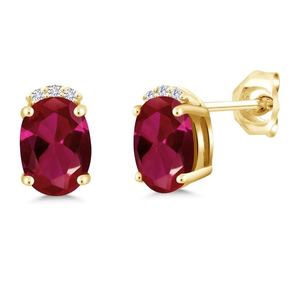18k Diamond and Ruby Stud Earrings - Picture 3 of 5